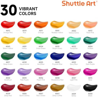 66 Pack Acrylic Paint Set, Shuttle Art Acrylic Painting Set with 30 Colors Acrylic Paint, Wooden Easel, Painting Canvas, Paint Brushes, Palettes, Art Painting Supplies for Kids Adults Beginner Artists - Image 3