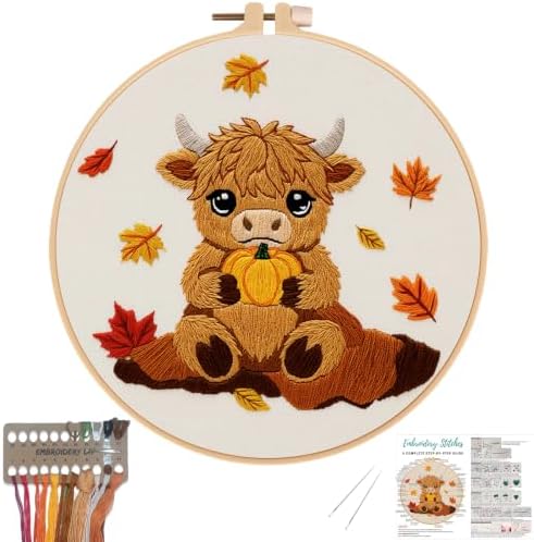 Louise Maelys Highland Cow Embroidery Kit for Beginners（Autumn by LouiseMaelys