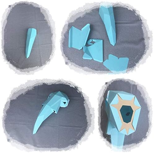 Elephant Head Paper Sculpture,Pre-cut DIY Papercraft Kit,Handmade Wide Animal,3D Paper Art,Light Blue Color,Low Poly Wall Decor,All Accessories Included,DIY Teens Gift - Image 4
