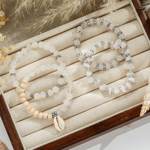 Xyliise Bracelet Making Kit Natürliche Perlen Set for Adults Beads for Bracelets Silver Jewelry Making Supplies DIY Jewelry Necklace Earrings (CZ006-White Jade) - Image 6