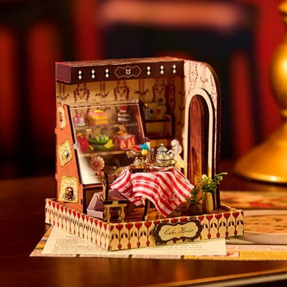 Book Nook Kit, DIY Miniature House Kit with LED, 3D Wooden Puzzles for Adults Mini House Building Kit, Dollhouse Kit Bookshelf Insert Decor Creative Gifts (Yumon Sweets) - Image 4