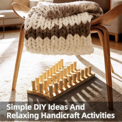 TISOFU 46" Chunky Blanket Loom, Large Wooden Loom Frame, Hand Knitting Kit for Adults Beginners, Adjustable Chunky Blanket Making Kit - Image 4
