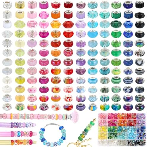 Funtopia 340pcs Large Hole Beads, European Beads for Keychains Pens Charms by Funtopia