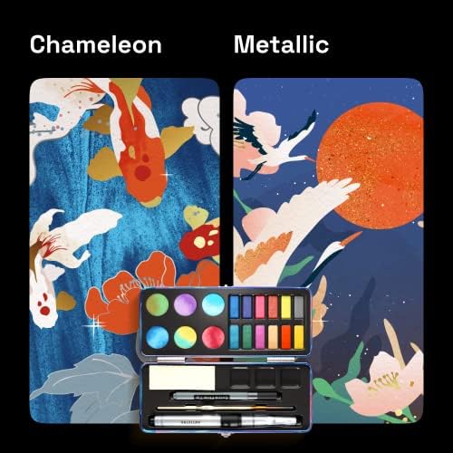 ARTISTRO Metallic Watercolor Paint Set with Palette & Brush Pens - 18 Color - Image 5