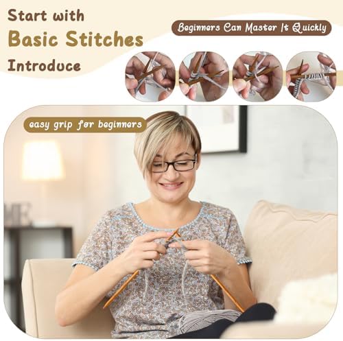GliCraft Knitting Kit for Beginners Learn to Knit Kit for Adults Gloves Starter Bundle with Step-by-Step Instructions Includes Wool Yarn, Needles & Accessories(Grey) - Image 4