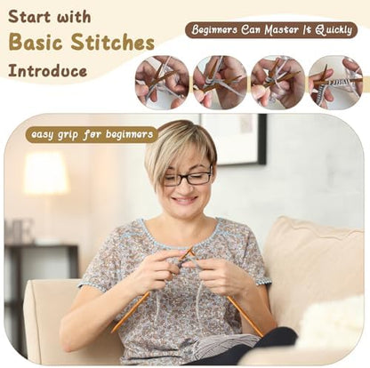 GliCraft Knitting Kit for Beginners Learn to Knit Kit for Adults Gloves Starter Bundle with Step-by-Step Instructions Includes Wool Yarn, Needles & Accessories(Grey) - Image 4