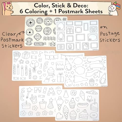 Together Art Happy Birthday Card Making Kit for Kids - DIY Coloring Stickers, Arts and Crafts Activity, Color Your Own Storytelling Sticker Set, Cards Kids Can Color, Gift for Girls, Boys Ages 3-10+ - Image 4