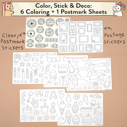Together Art Happy Birthday Card Making Kit for Kids - DIY Coloring Stickers, Arts and Crafts Activity, Color Your Own Storytelling Sticker Set, Cards Kids Can Color, Gift for Girls, Boys Ages 3-10+ - Image 4