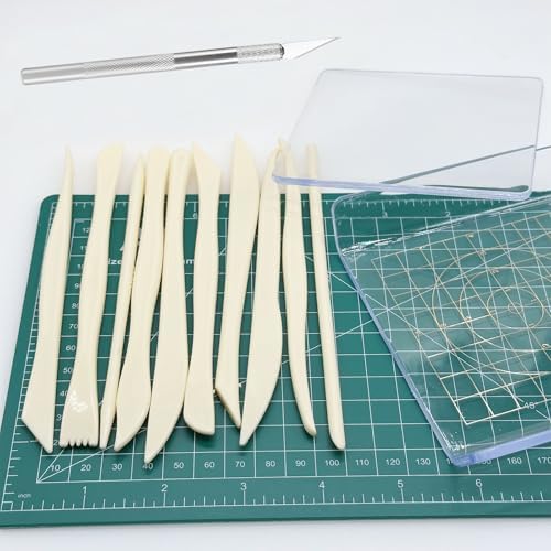 Yayatty Polymer Clay Tools, Acrylic Clay Roller, Acrylic Sheet, Rotary Cutting Mat, Round Polymer Clay Cutters with Clay Slicer Blade for Pottery and Sculpture (62 PCS) - Image 3