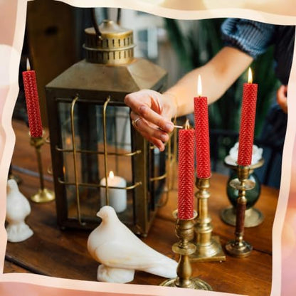Yuntau 24 Pcs Christmas Beeswax Candle Making Kit, 8" x 8", Red - Image 5