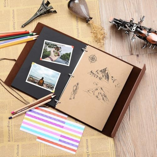ZEEYUAN Journal Scrap Book Photo Album Vintage Travelling Journal Scrapbook Album, Love Memory Photo Book Couples Scrapbook for Anniversary Mothers Day Scrap Books Gifts for Mom Grandma - Image 5