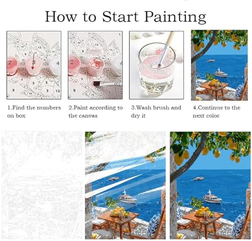 ZRIZQ Paint by Numbers Kit for Adults Beginner,Lemon Tree Sea,16x20 - Image 5