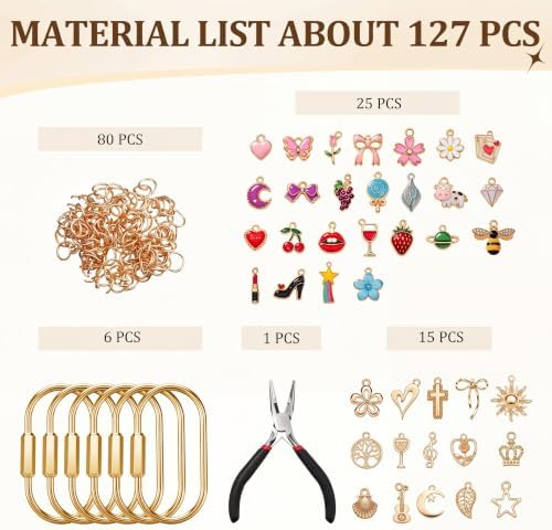 Sureio 172 Pcs Gold Brass Carabiner DIY Kit 6 Set Carabiner Bag Making - Image 3