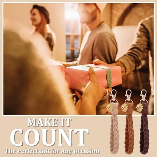 FREEBLOSS 6 Set Macrame Keychain Lanyard Kit DIY Macrame Palm Leaf Keychain Kit with Instruction Macrame Wristlet Macrame Hanging Decor DIY Macrame Kit for Beginners - Image 6