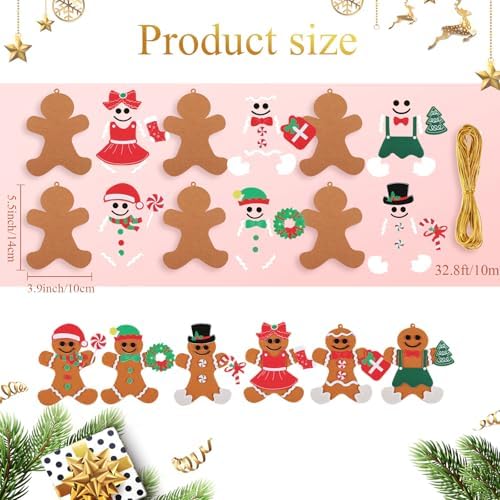 Remagr 48 Pcs Felt Gingerbread Man Craft Kit Christmas DIY Ornament - Image 2