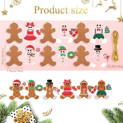 Remagr 48 Pcs Felt Gingerbread Man Craft Kit Christmas DIY Ornament - Image 2