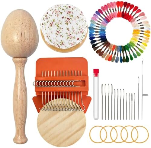 Yiranok Mini Darning Loom,Handcraft DIY Weaving Repair Darning Kit for Beginner (Egg-Orange 14 Hook) by Unknown