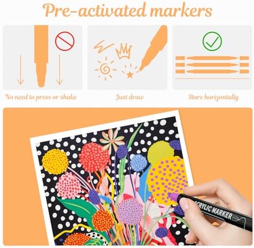 120 Colors Precision Dual Tip Acrylic Paint Markers Pens - Dot & Fine - Image 5