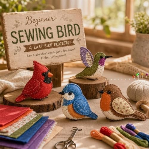Sewing Kit for Beginners, DIY Felt Sewing Fabric Animal Craft Ornament Kit with Pre-Cut Fabric & Instructions, Handmade Plush Animal Craft Set for Adults Beginners Home Decor (Color C 1set) - Image 7