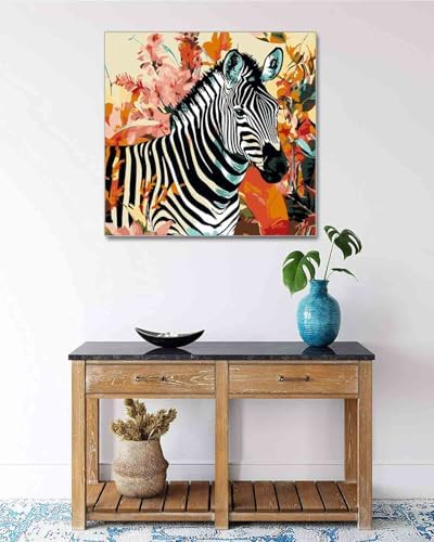 TOCARE Framed Paint by Numbers Kit for Adults & Kids Ages 8-12, 12x12Inch Jungle Zebra Paint by Numbers with Frame, Wildlife Paint by Number Framed Canvas for Animal Lovers (Without Easel) - Image 7