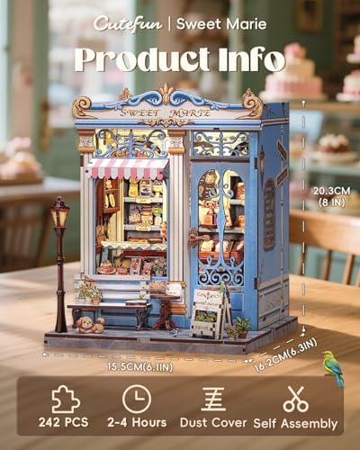 Cutefun Book Nook Kit - DIY Miniature Dollhouse Kit for Adults and Teens - Image 3