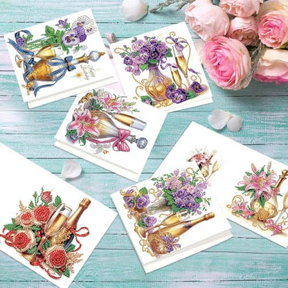 jinglinhh 12pcs Diamond Art Painting Flower Drink Greeting Cards with Envelopes, DIY Card Making Kits for Adults, Diamond Art Postcards Christmas Cards Craft Gifts - Image 5