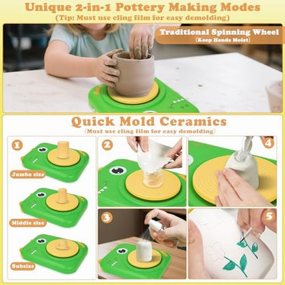 Pottery Wheel for Kids, Pottery Kit with Air Dry Clay, Arts & Crafts Toy - Image 4