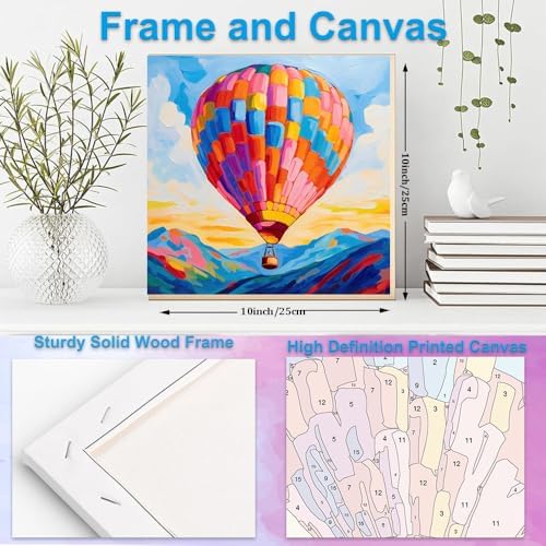 Artunion Framed Paint by Numbers Kit for Adults Beginners & Kids Ages 8-12,Hot Air Balloon Paint by Number with Frame,Abstract Paint by Numbers Kit on Canvas 10 * 10 Inch Without Easel - Image 5