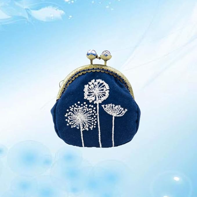1 Set Coin Purse Embroidery Pouch Making Kit Lock Embroidery Tool DIY Coin Bag (Dandelion Style)