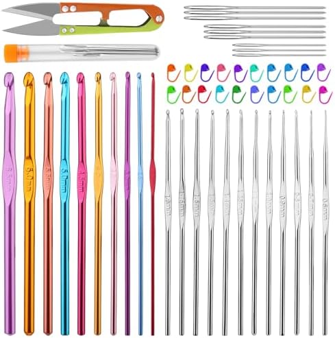 IMZAY 54 Pcs Crochet Hooks Set 0.6–6.5mm Ergonomic Crochet Needles Set by Imzay