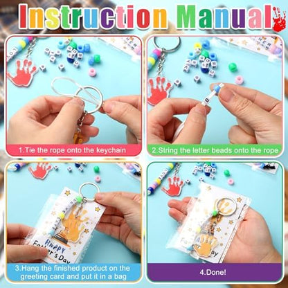 Suncalla 996 Pcs 24 Set Father's Day Keychain Making Kit DIY Bead Crafts - Image 3