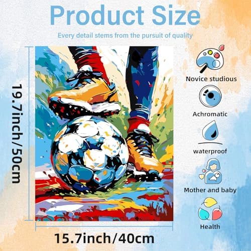 Soccer Paint by Numbers Kit for Adults Sports Paint by Numbers for Adult - Image 3