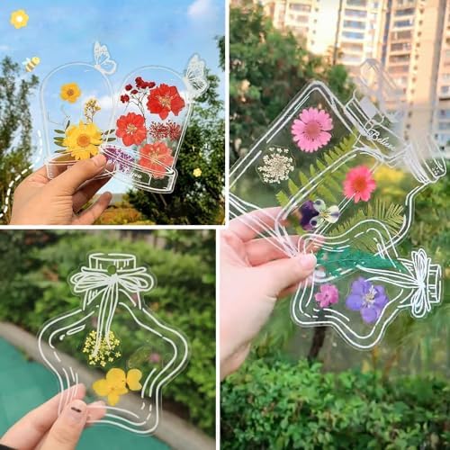 Transparent Dried Flower Bookmarks, Kaluofan 40Pcs Dried Flower Bookmark Kit, Handmade Dried Flower Bookmarks, Handmade DIY Transparent Bookmark Beautiful Flower Page - Image 6