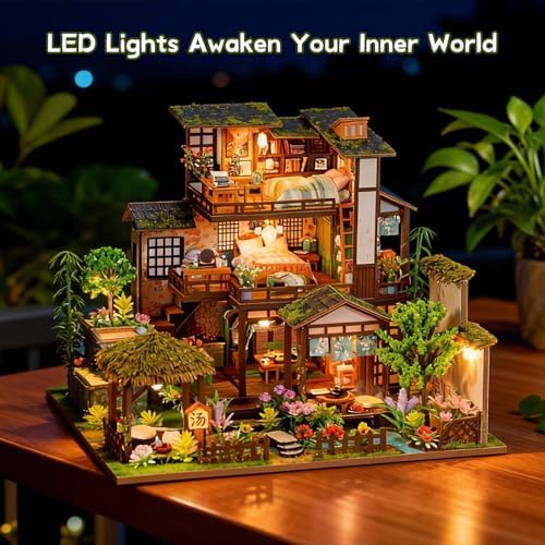 DIY Miniature House Kit, Dollhouse Kit, 3D Wooden Puzzles Bookshelf Craft Kits, Mini Doll House Building Kit for Adults Teen(Garden Cottage) - Image 6