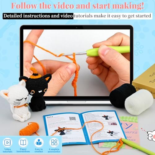 Pnytty 2Pcs Cat Crochet Starters Kits for Adult, Crochet Kit for Beginners - Image 3