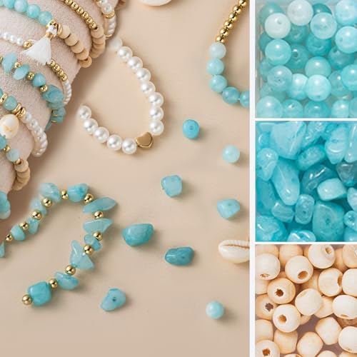 Xylise Jewelry Making Supplies Kit Natural Stone Beads for Irregular Natural Stone with for DIY Craft Bracelet Necklace Earrings for Adults (Blue) - Image 4