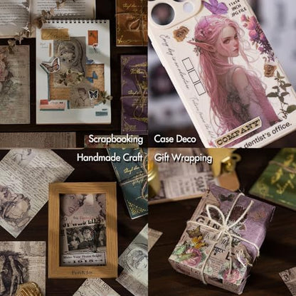Vintage Scrapbook Stickers and Ephemera Pack – Pre Cut Design Scrapbooking Supplies with 216 Washi Stickers & 30 Papers for Jounk Journaling, Planners, DIY Crafts, Card Making - Image 2