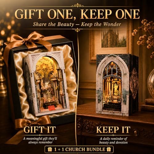 MiniCity 2-Piece Book Nook Kit Set, Milan and St Charles Church with LED - Image 4