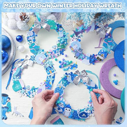 Moucuny 620/600 Pcs Christmas Winter Wreath Crafts, Polar, Bright - Image 4