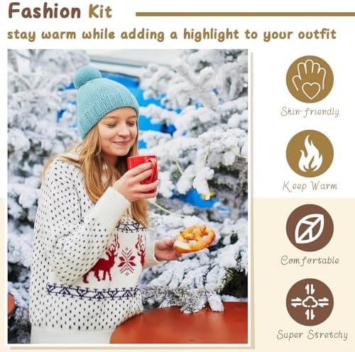 Maasechs Knitting Kits for Beginners Adults Complete Hat Knit Set with Yarn Bamboo Needles Starter Crochet Kit with Full Knitting Crochet Accessories for Women and Men(Blue) - Image 6