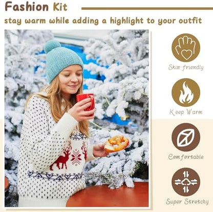 Maasechs Knitting Kits for Beginners Adults Complete Hat Knit Set with Yarn Bamboo Needles Starter Crochet Kit with Full Knitting Crochet Accessories for Women and Men(Blue) - Image 6