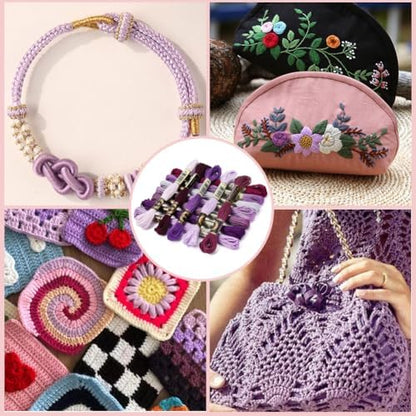12 Skeins 105 Yards Purple Embroidery Floss Thread for Sewing - Image 5