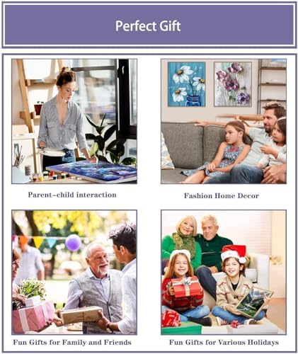 4 Pack paint by numbers kit for adults Framed Canvas with Wooden Easel - Image 5