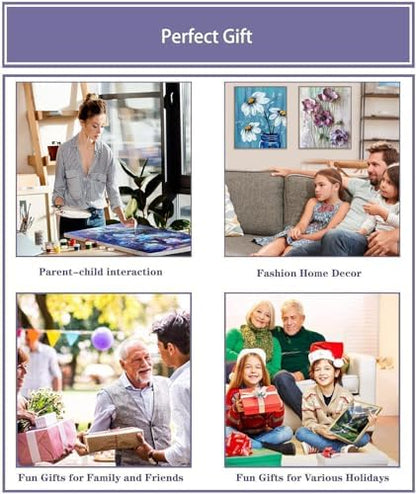 4 Pack paint by numbers kit for adults Framed Canvas with Wooden Easel - Image 5