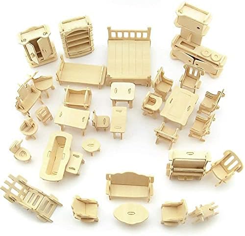 CUTEROOM 3D Wooden Puzzle House with 34 pcs Furnitures - Image 4