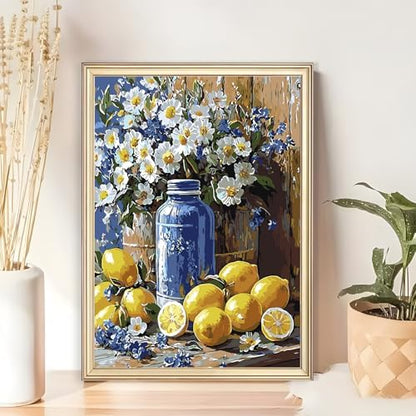 AWLNKMC Lemon Daisy Bottle Paint by Numbers for Adults, DIY Paint by Numbers Kits for Adults Beginners Without Frame, Acrylic Paint on Canvas Painting Kits for Home Decor 16x20 Inch - Image 4
