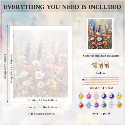 Alptiny Wild Flowers Paint by Numbers Kit for Adults Beginner, Colorful Flower Paint by Number Kits on Canvas, DIY Floral Oil Painting Kit for Relaxation & Home Decor, 16x20 Inch - Image 5