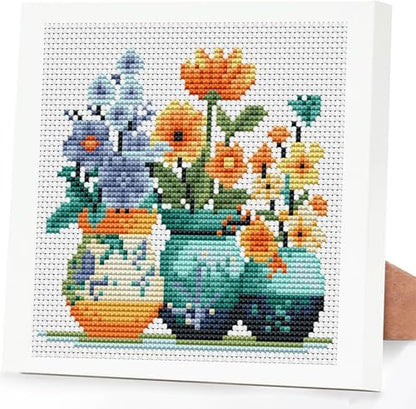 Tiwabb Flower Stamped Cross Stitch Kits for Adults Beginners with Frame by DIYHomeDecor