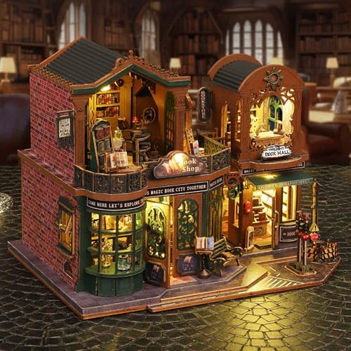DIY Book Nook Kit - DIY Miniature Dolls House Kit with Furniture and LED Light, 3D Puzzle Wooden Art Bookends, Model Kits for Adults to Build (Twilight Bookstore) - Image 3