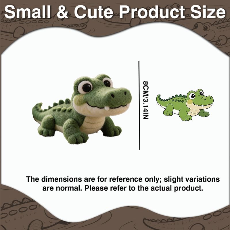 DIY Needle Felting Kit Cute Crocodile Alligator – Needle Felting Starter Kit with Fiber Roving, Needles, Felting Pad & Instructions | Felted Reptile Animal Kit for Beginners Adults | DIY Craft Gift - Image 2